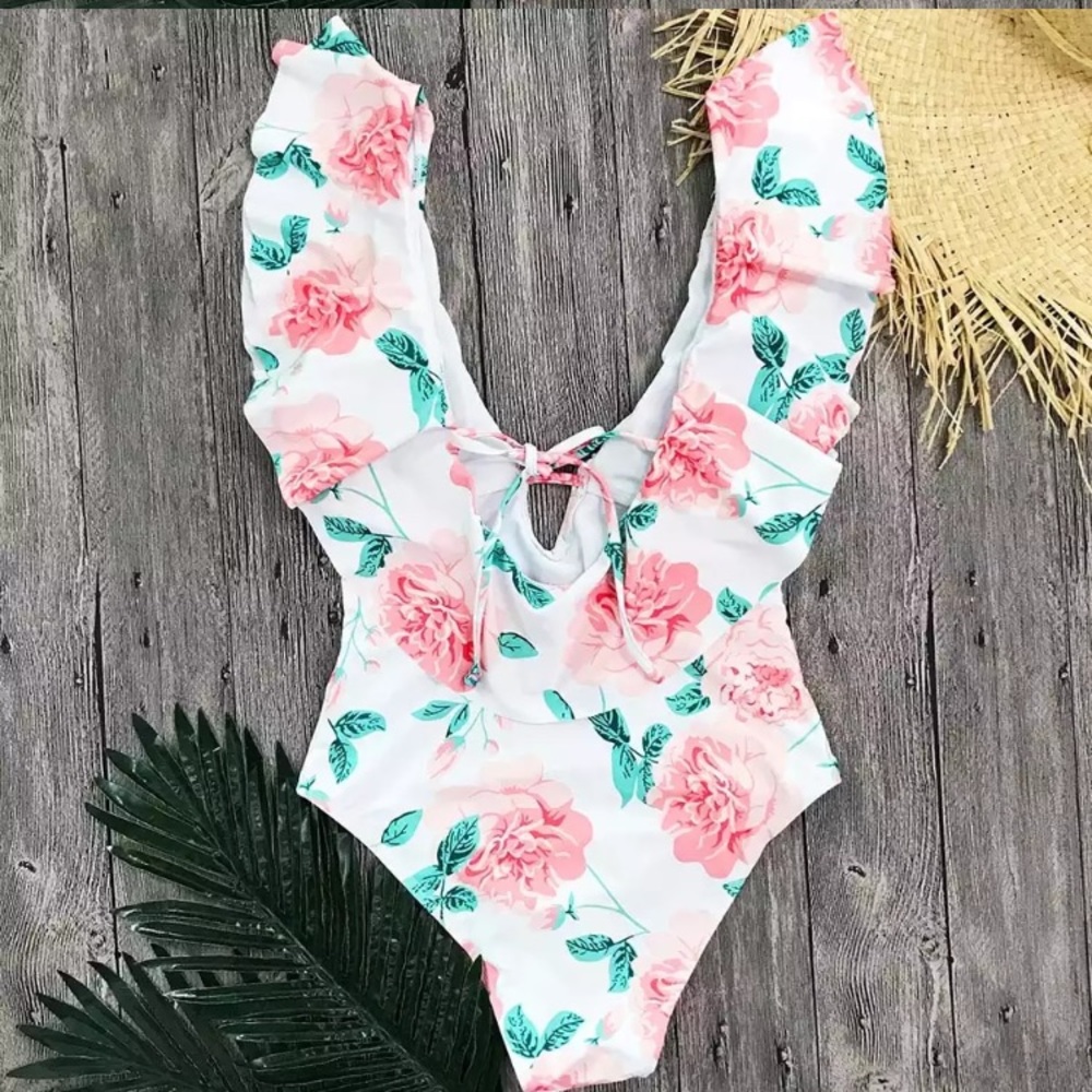 Rose Garden Floral Ruffled Swimsuit - Picture 5 of 6